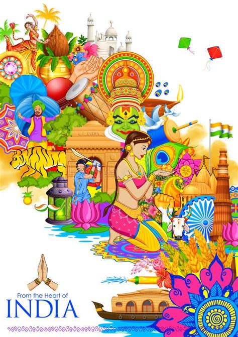 India Background Showing Its Culture And Diversity Stock Illustration