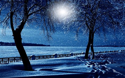 snowy night wallpaper  pictures