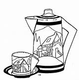 Clarice Cliff Deco Coloring Coffee Saucer Pot sketch template