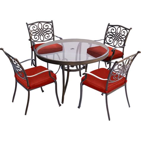 hanover traditions  piece outdoor dining set   glass top
