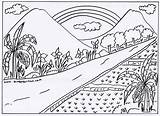 Pemandangan Gunung Sawah Diwarnai Mewarnai Kartun Pegunungan Lukisan Lomba Dicontoh Bimbelbrilian Pelangi Brilian Mudah Harian Berhadiah Berwarna Konsep Hutan Indah sketch template