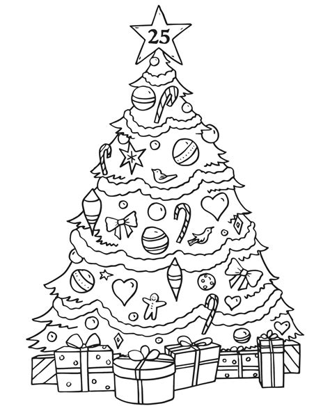 christmas tree coloring pages simple dejanato