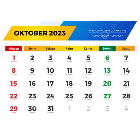 kalender oktober  lengkap  tanggal merah cuti bersama jawa  hijriyah kalender
