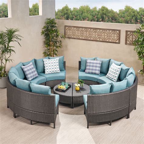 noble house hampton  pc outdoor patio sectional set gray wicker  table walmartcom