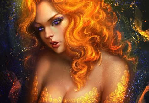 fantasy girl beauty beautiful long hair woman gold