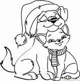 Coloring Christmas Cat Pages Dog Printable Kids Animals Categories sketch template