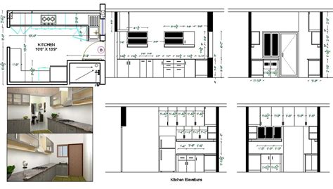 Modular Kitchen Plan And Interior Elevation Design Autocad