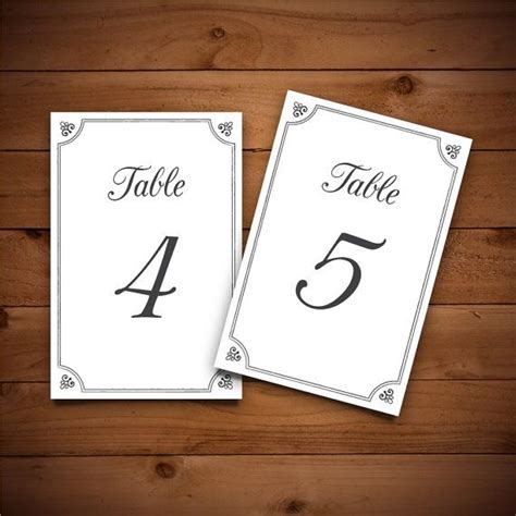 printable table number template wedding table  birdiydesign