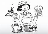 Waitress Serving Drinks Bar Preview sketch template