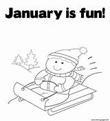 January Coloring Printable Pages Winter Template Color sketch template