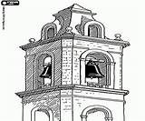 Campanile Klokkentoren Glockenturm Kerk Colorare Een Christendom Chiesa sketch template
