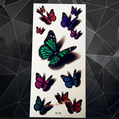 new 3d temporary tattoo women large butterfly a3d 28 fake glitter