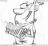 Accordion Coloring Cartoon Line Playing Illustration Happy Man Royalty Clipart Toonaday Rf Ron Leishman sketch template
