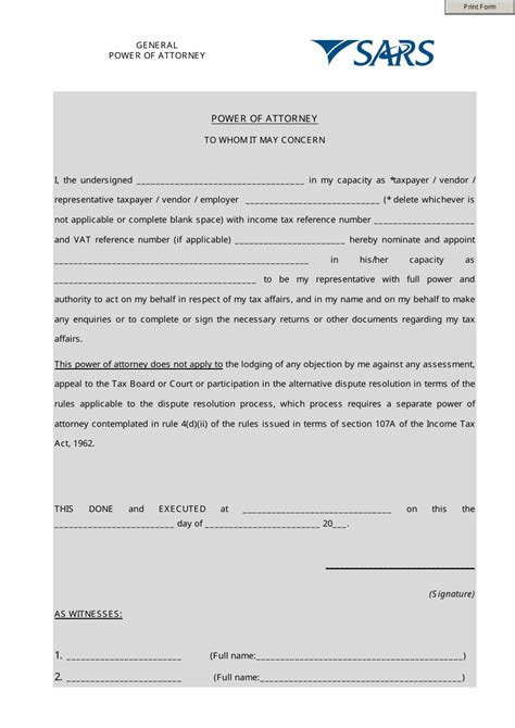 general power  attorney template sars fill  sign