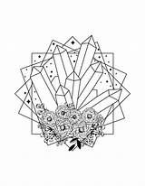 Crystal Coloring Pages Crystals Printable Beads Beautiful Simple sketch template
