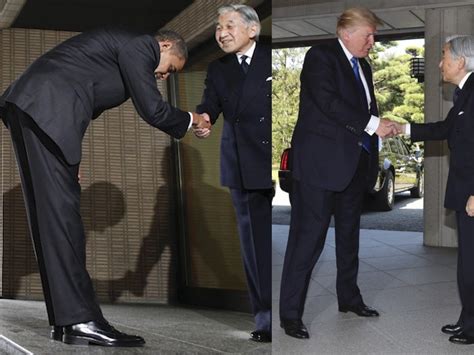 donald trump doesnt bow  japanese emperor  contrast  barack obama