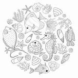 Doodle Animal Sea Animals Doodles Coloring Pages Cute Fish sketch template