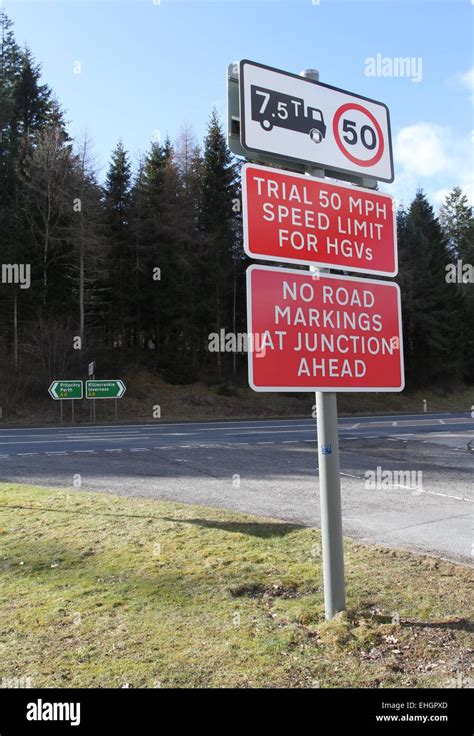 mph hgv speed limit sign   scotland march  stock photo alamy