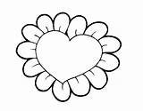 Heart Coloring Flower Coloringcrew sketch template