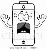 Screaming Mascot Battery Coloring Clipart Cartoon Thoman Cory Outlined Vector 2021 sketch template