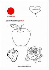 Coloring Red Color Things Pages Yellow Colors Green Blue Worksheets Preschool Orange Printable Megaworkbook Learning Pink Kids Activities Learn Purple sketch template