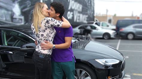 Kissing Prank And Gold Digger Prank Sexy Girl Kisses Guys Using A Tesla