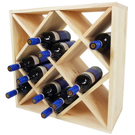 Étagère à bouteilles de vin bacchus en forme de losange en bois de pin