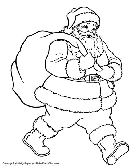 santa christmas coloring pages santa  bag