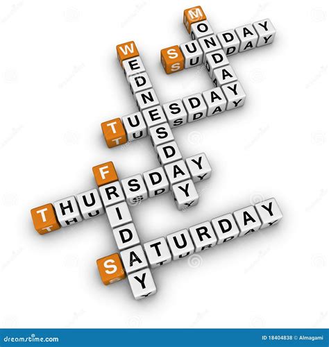 weekdays crossword royalty  stock  image