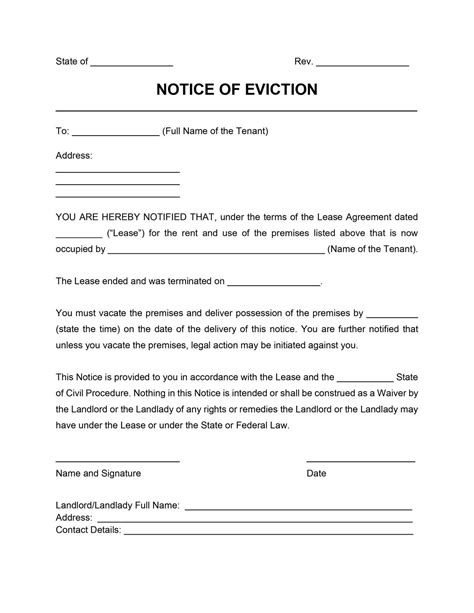 standard eviction notice template