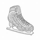 Coloring Pages Figure Skating Adult Printable Zentangle Adults Book Colouring Shoes Etsy Choose Board Bird sketch template