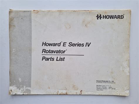 howard  series iv rotavator parts catalogue sps parts