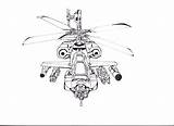 Helicopter Apache Drawing Pages Coloring sketch template