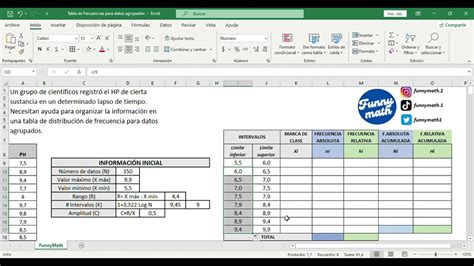 Tutorial Tabla De Frecuencias Para Datos Agrupados Utilizando Excel