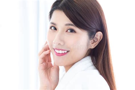 beauty skin care woman smile stock image image  hand face