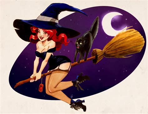 A Beautiful Halloween Witch By Olaya Walle Pin Up Art