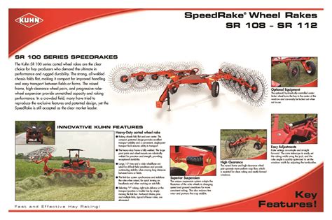 kuhn knight sr  sr  sr  speedrake wheel rakes agricultural machinery catalog