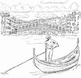 Venice Gondola Coloring Drawing Rialto Bridge Pages Printable Italy Stock Colouring Vector Illustration Template Simple Sketch Paintingvalley sketch template