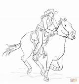 Cowgirl Coloring Pages Cowboy Drawing Horse Drawings Draw Kids Step Trace Western People Riding Horses Printable Color Rodeo Sheets Outline sketch template