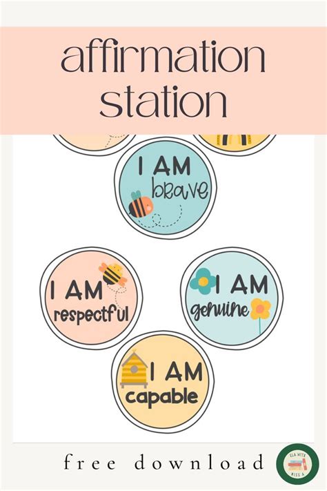 affirmation station bee themed printable  ready