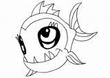 Fish Coloring Pages Monster Cute Color sketch template