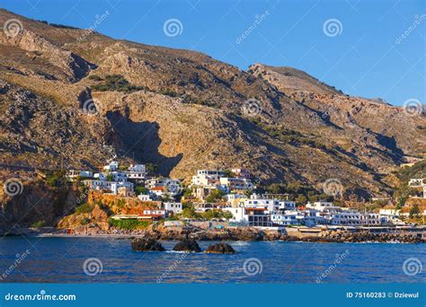 chora sfakion south  crete greece stock image image  arrive journey