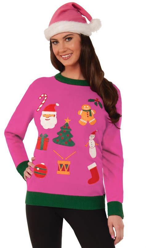 everything christmas pink womens knitted ugly christmas sweater adult