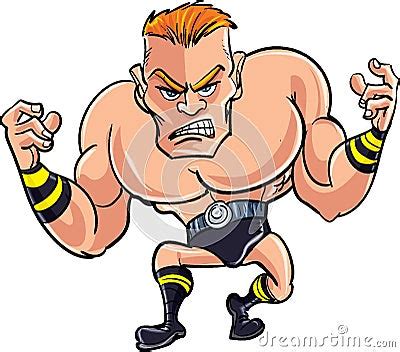 cartoon wrestler ready  fight stock illustration image