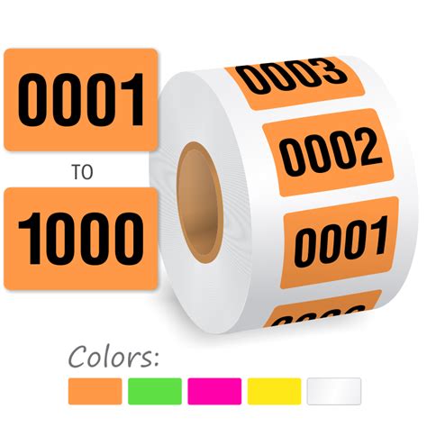 sequentially pre numbered labels roll sku