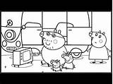 Pig Peppa Watching Tv Daddy Coloring sketch template