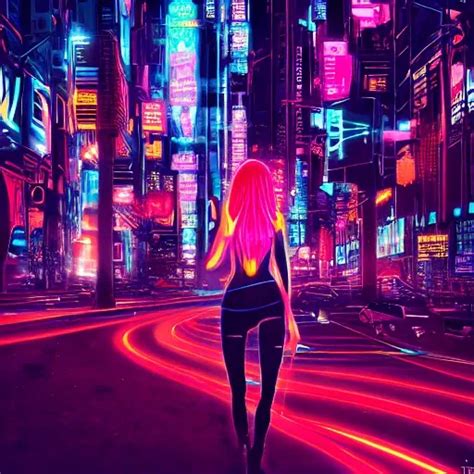 trippy distopic city neon crowd girl big tits cyberpunk