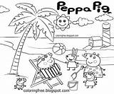 Peppa Pig Coloring Pages Family Drawing Printable Kids Color Beach Seaside Getdrawings Holiday Friends Easy Cartoon Fun Daddy Mummy Seasonal sketch template