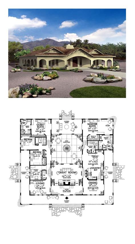 images  courtyard house plans  pinterest  waterfall  family  columns