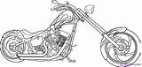 Motorcycle Drawing Chopper Draw Coloring Pages Step Motorbike Drawings Motorcycles Outline Harley Davidson Motorbikes Dragoart Sketch Bike Fink Rat Easy sketch template